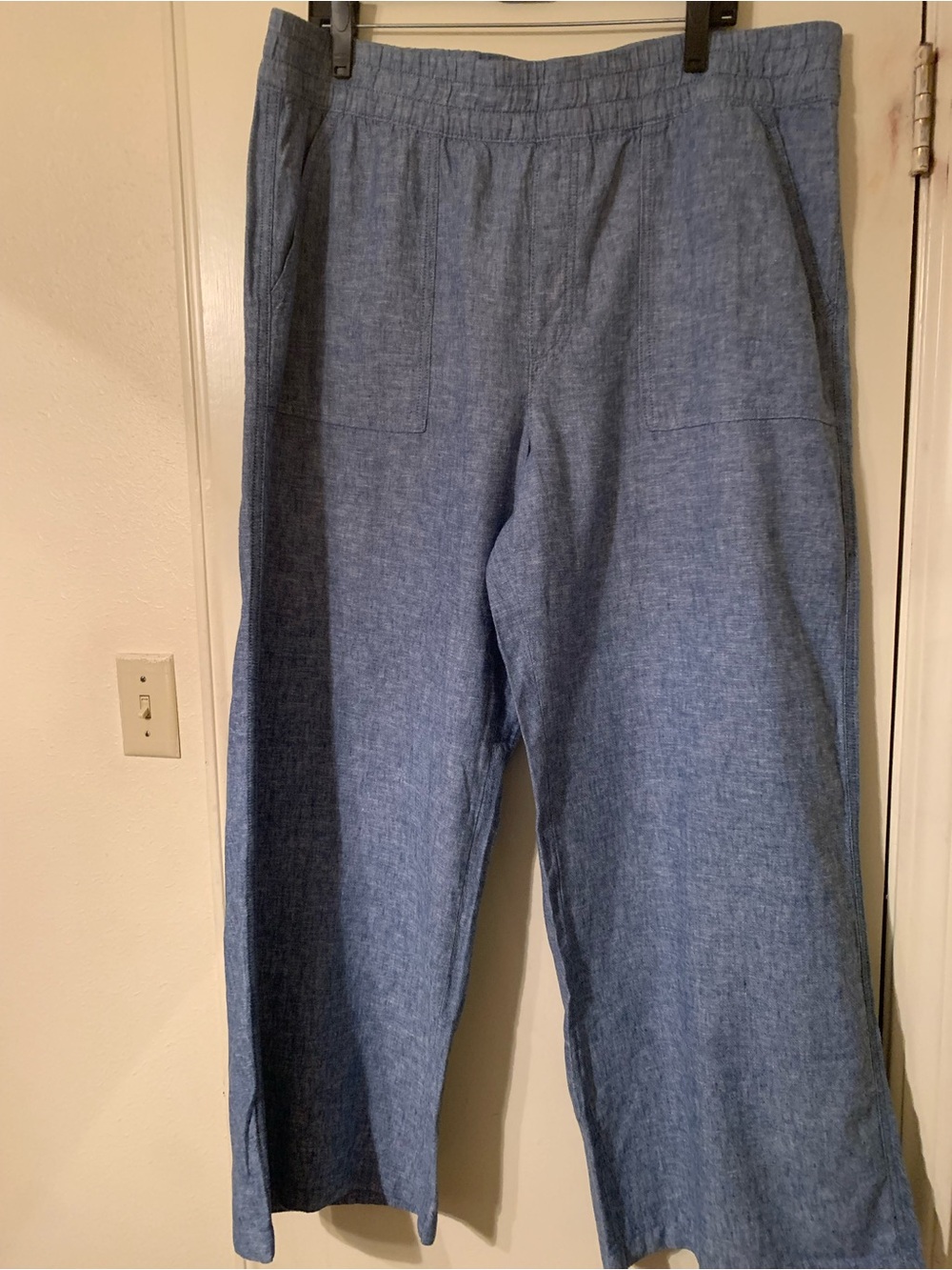 NWOT St. John's Bay Blue Relaxed Chambray Wide Leg Cotton and Linen Pants XXL